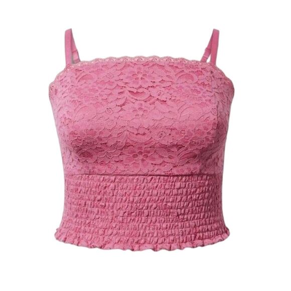 NWT TORRID Plus Size Crop Lace Smocked Tank Top - Picture 3 of 15